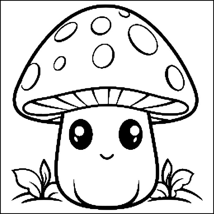 Mushroom coloring book pages